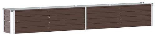 vidaXL Letto di Coltura Rialzato Vaso Portafiori Piante Giardino Giardinaggio Robusto Ampio Sicuro Fioriera 320x40x45 cm in Acciaio Zincato Marrone