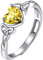 Suplight Mädchen Damen Ring Silber 925 Solitärring mit gelben Zirkonia eingelegt Herzform synthetische Topas - Geburtsstein von November Schmuck für Valentinstag Jahrestag