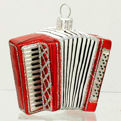 condecoro Accordeon Christbaumschmuck Harmonika Christbaumkugel rot