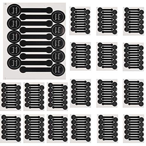 Happyupcity 20Sheets(200Pcs) Black Handmade Self Adhesive Evident Stickers Seals Sealing Lable Tamper Decorative Labels for Baking Craft Arts Food Food Retail Package