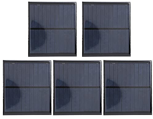 5Pcs Panel Solar Portátil, mini panel solar con Cable rojo y negro de 30 CM, 6V 2W pequeño panel solar portátil para Energía de Energía Solar, Hogar DIY, Proyectos Científicos