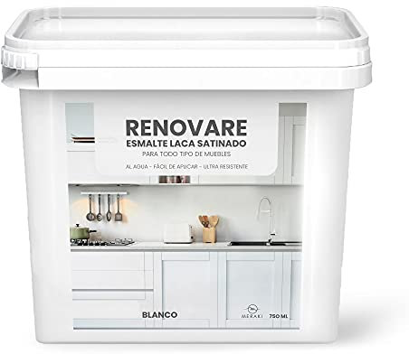 RENOVARE. ESMALTE LACA SATINADO, AL AGUA. 750ML (750ML, BLANCO)