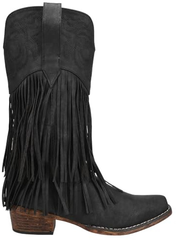 ROPER Womens Rickrack Snip Toe Casual Boots Mid Calf Low Heel 1-2 - Black - Size 8.5 M
