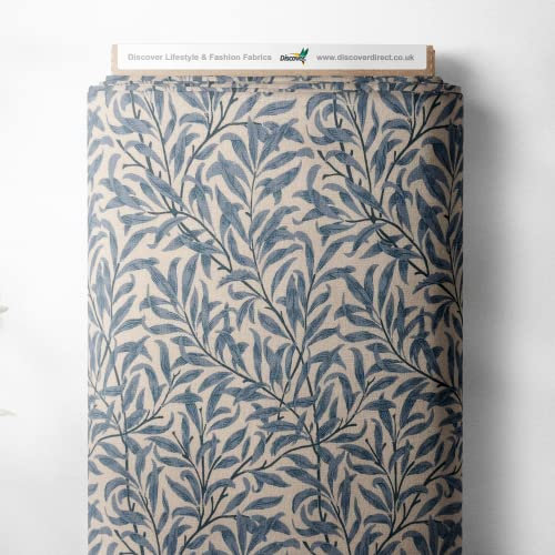 100 % Baumwolle William Morris Weidenzweig, bedrucktes Design, Quilten, Basteln, Kleider, Qualität, Nähstoff, 140 cm breit (Meterware, Azurblau)