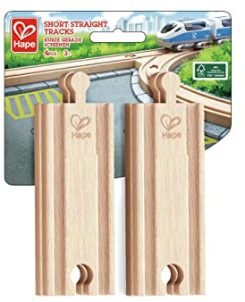 Hape Kurze Eisenbahnschienen Gerade Holz, 4 Stück