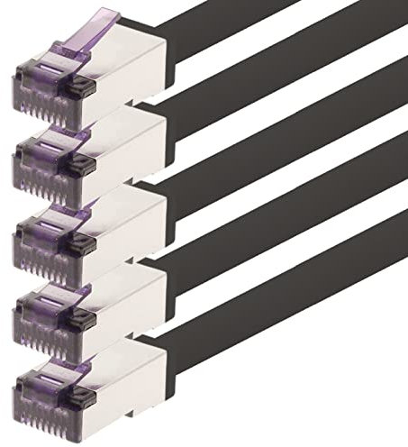 1aTTack.de - 1m - CAT6a Superflex Ethernet Gigabit LAN network cable RJ45 CAT6 A patch cable 10000 Mbit s SFTP PIMF 500 MHz compatible with CAT6 CAT5 - black - 5 pieces