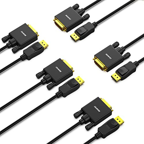 BENFEI DisplayPort auf DVI Kabel 1,8M 1080P@60HZ 5 Stück, Unidirektional DisplayPort DP Computer zu DVI-D 24+1 Monitor Stecker auf Stecker vergoldet für Lenovo Dell HP und andere Marken
