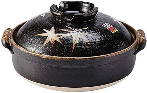 YANYUESHOP Arcilla quemada y Hoja de Arce Olla de Arcilla Cazuela de arroz Olla de arroz al Vapor Olla de Sopa con Tapa (Tamaño: 0.8L)