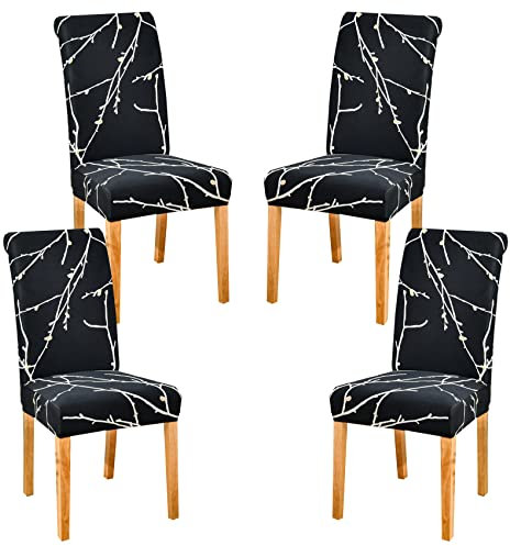 HZDHCLH Stuhlhussen 4er Set Stuhlbezüge Stretch abnehmbar, waschbar, Esszimmerstuhl-Schutzsitz für Hotel Restaurant Küche Hochzeitsfeier(Weihrauch suchen/4 Stück)