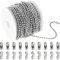HugeDE 10m Stainless Steel Ball Chain Dog Tag Chain Ball Beaded Necklace Chains with 20 Pcs Matching Connectors Clasps for Jewelry Making 1.5mm