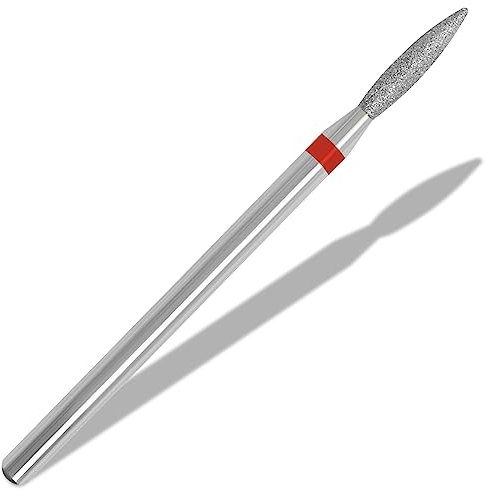 Vnjaoi E-File Broca de Uñas con Estuche para Manicura y Pedicura, Brocas de Lima Eléctrica Rusa, Diamante, Llama (Gota), No Dolorosa Efile para Manicura de Salón de Uñas(Fina)