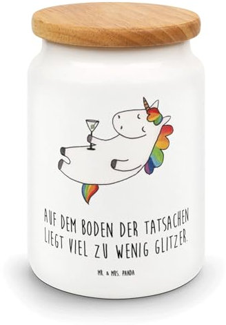 Mr. & Mrs. Panda Vorratsdose Einhorn Cocktail - Geschenk, Einhörner, Einhorn Deko, Keksdose, Geburtstag, witzig, Leckerlidose, Aufbewahrungsdosen