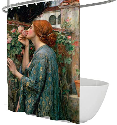 Via Vela John Collier Duschvorhang Schöne Rose Blume Elegante Frau Badzubehör Drapability Duschvorhang Set 200x220cm