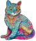 Holzpuzzle Erwachsene, 300 Teile Elegante Katze Puzzles, 36.5x31.4cm Wood Puzzle, Unregelmäßige Einzigartige Tierform Holzpuzzles für Erwachsen, Schön Geschenk für Familie Freunde