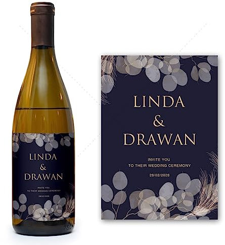 yky 20 adesivi personalizzati per vino champagne per matrimonio, etichette personalizzate per compleanni, etichette per bottiglie di vino personalizzate per matrimoni (1,9 x 12,7 cm)