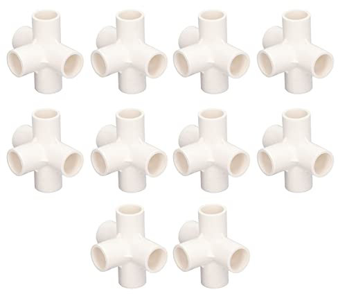 10 Pezzi Raccordo per Tubi in PVC, Raccordi Laterali a 5 Vie, Raccordo per Tubi in PVC 20 Mm a 5 Vie Tubo a Gomito Tridimensionale Ad Angolo Retto (Bianco)