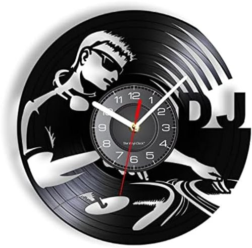 Orologio da Parete Giradischi DJ da 12 Pollici Orologio da Parete Hip Hop Night Club Music Club Wall Art Orologio da Parete con Disco in Vinile Vintage Amante della Musica Regali per Fidanzato DJ