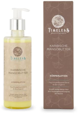 KÖRPERLOTION KARIBISCHE MANGOBUTTER - Tief feuchtigkeitsspendend, nicht fettend, beruhigend, antibakteriell, mit Aloe Vera und Mangobutter - Timeless Beauty Secrets
