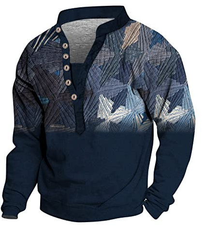 KONG JIMFAN Henley Shirt Herren Witzige Tshirts Für Männer T Shirts Herren Herren Henley Weihnachtspullover Rot Gym Herren Kleidung Hemd Rot Herren Herren Tshirt Schwarz Rundhals(#3 Dark Blue,M)