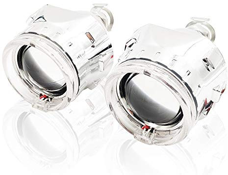 Angel Eyes,Angel Eye Auto Styling LED Lauflichter for Angel Eyes HID BI Xenon Projektorlinsen for H4 H7 Auto-Retrofit Auto Kopfpunkt Linse (Color : 2pcs)