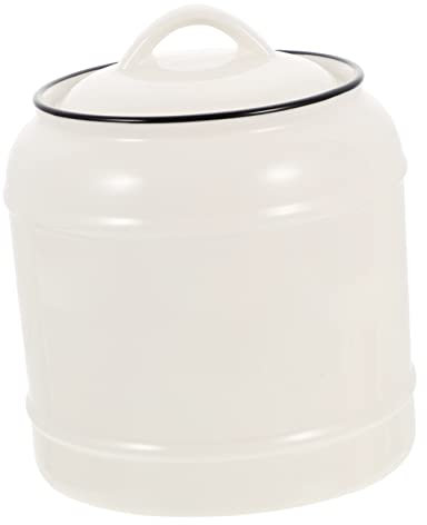 BRIGHTFUFU Kitchen Storage Jar 2200ml Pure White with Black Rim Decorative Tea Canister for Milk