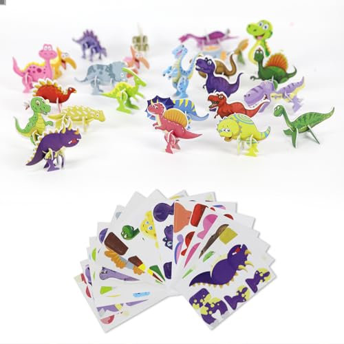 Goiern 25 Stück 3D Puzzle Kinder, Jigsaw Puzzles, Cartoon Puzzle, Frühpädagogische Montessori Spielzeug for Kleinkinder,Geschenk Für Jungen Und Mädchen(Dinosaur)