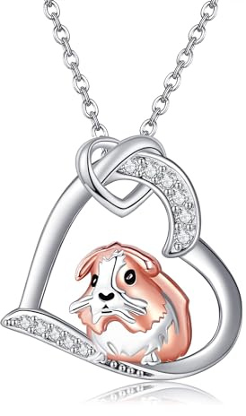 JERWLI Meerschweinchen Halskette 925 Sterling Silber Meerschweinchen Kette Anhänger Schmuck Geschenke für Frauen Mädchen