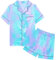 Nidoul Satin Pajamas for Girls Short Sleeve Button Down Silky Pjs Girls' Sleepwear Set Mermaid Nightwear for Toddler Kids 5T Size 6