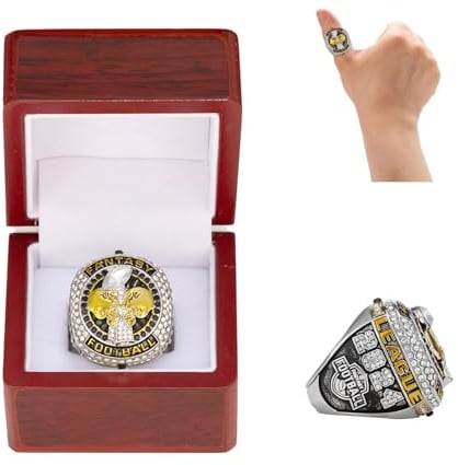 HYKJSHED Fantasy Football Championship Ring 2024 Blanc 8-14 Unisex Ring Display Box