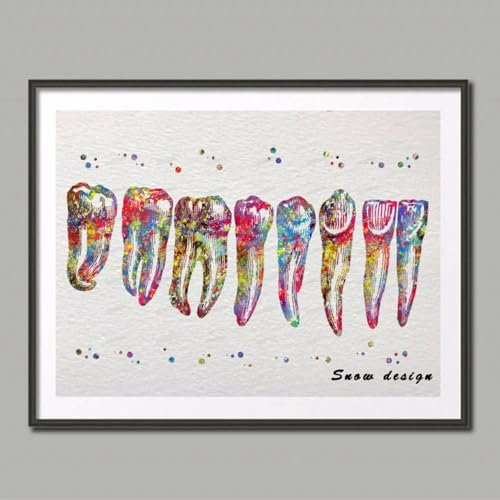 Modulares Bild Poster Druck Zahn Bunte Zahnwurzel Anatomie Leinwand Malerei Medizin Wand Kunst Arzt Büro Dekor 21x30cm ohne Rahmen