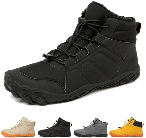 Argumub Chaussures pieds nus pour l'hiver - Pour homme et femme - Chaudes - Antidérapantes - Chaussures de randonnée, Noir 708, 46 EU