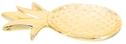 BUGUUYO Bandeja Joyera de Cerámica Dorada Forma de Piña para Mesa | Estilo Europeo, Uso en Encimera y Comedor, Formato Compacto Multiuso para Anillos y Llaves