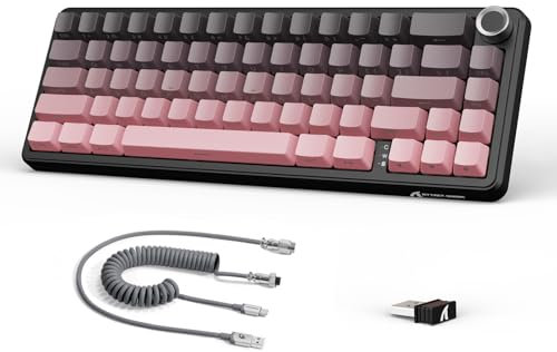 LexonElec x Attack Shark X66 60% Mechanische Tastatur Kabellos mit Lautstärkeregler, Hot-Swap Gasket Mount, 2.4G/USB-C/BT5.0, QWERTY PBT Keycap, Mini 66 Key RGB Gaming Tastatur für Win/Mac-Black/Pink