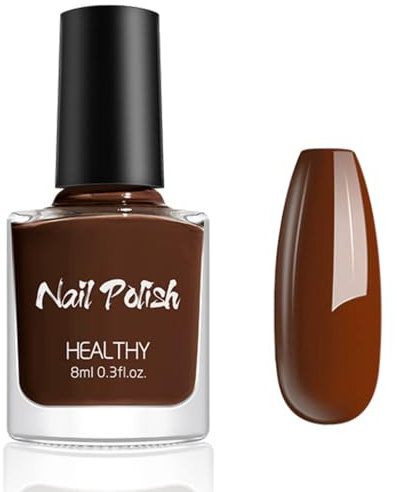 Brown Nail Polish, Neutral Nail Varnish - Natural Nude Matte Quick Dry Long Lasting, No UV Needed Holographic French Manicure No Need UV Nail Polish for Women DIY Nail Art Manicure