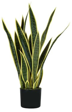 Wintem Planta de Sansevieria Artificial con 21 Hojas de Polietileno, Altura 75 cm con Maceta Ø15 x 12,3 cm – Planta Falsa Ideal para Interiores, decoración del hogar