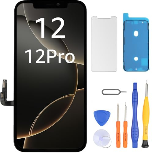 LL TRADER Écran pour iPhone 12/iPhone 12 Pro LCD 6,1 Écran de Rechange FHD Écran Tactile 3D Touch Digitizer Cadre Montage et Kits de réparation U01