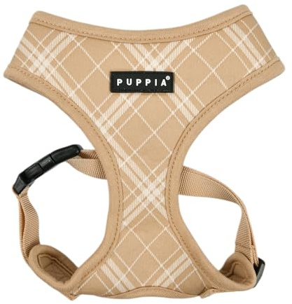 Puppia Corwin Hundegeschirr A (über den Kopf), modisch Karomuster, Frühling Sommer Geschirr für kleine und mittelgroße Hunde, Beige, Medium