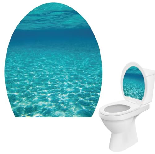 FEQDWOX 1Pc Adesivo per sedile del water rimovibile, Adesivo in vinile, Decorazione per il bagno, Durevole e pratico, Accessori per il water, Adesivo per coperchio del water (oceano)
