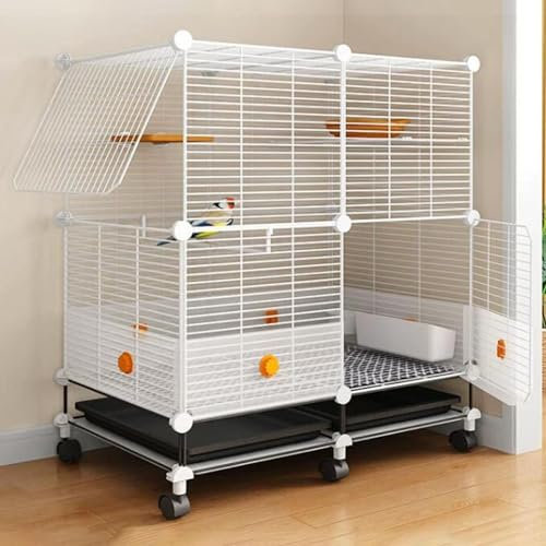 WLCNYL Vogelkäfig - Geeignet für Langschwanzpapageien, Ausgestattet mit abnehmbaren Trennwänden, um das Verschütten von Futter zu verhindern, und Rollen für einfaches Bewegen (A 75 * 37 * 90CM)