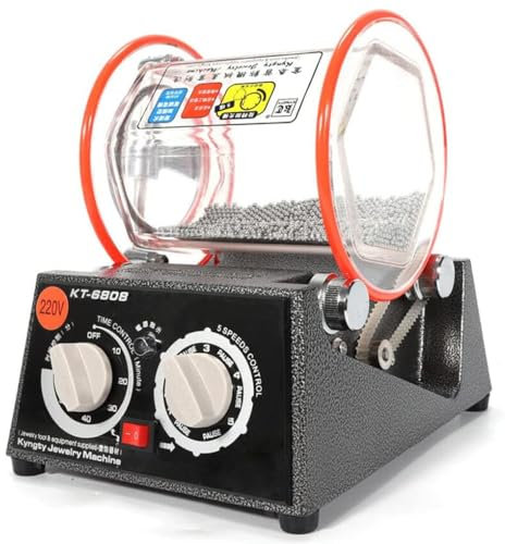 Tumbler Jewelry Polisher, 3kg Rotary Tumbler Jewelry Polishing Finishing Machine, 60W Stone Tumbler Polisher with Polishing Bead, Complete Rock Tumbler Kit with Durable Tumbler, Rocks, Grit