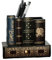 Bibliothèque de porte-stylo en bois en forme, ancienne crayon décoratif de bibliothèque de livres de bibliothèque et porte-stylo, livres de bibliothèque antique conception de conception de stylo