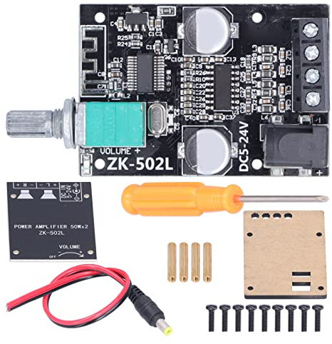 50W+50W Bluetooth 5.0 Amplifier Board, ZK‑502L Audio Amp Board 5-24V,Easy Installation for DIY Speakers
