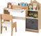 FANTASK Schreibtisch Kinder mit Stuhl, Kinderschreibtisch mit Schublade, offenen Regalen & Stoffbehälter