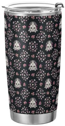 EtherSpher Tasses de voyage en acier inoxydable de style gothique avec couvercle à paille pour l'extérieur - 591 ml