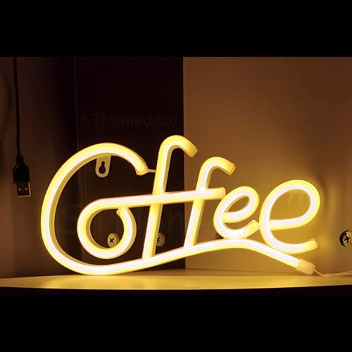 Neon - Lámpara de pared de café con letrero de neón LED y pegatinas para horarios de apertura para bar restaurantes cocina fiesta decoración (café caliente)