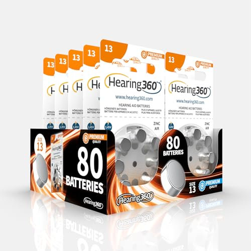 Hearing360 80 batterie per apparecchi acustici misura 13 qualità premium (10 blister da 8 pile)