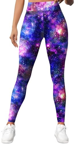 HIVICHI Printed Star Galaxy Leggings for Women Crazy Pattern High Waisted Workout Yoga Pants, X-Large, H-WLG-028656