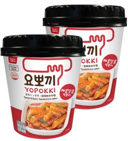 EasyCookAsia Tteokbokki Cup 2er3er,10er Set – Koreanischer Reiskuchen im Becher | Süß & Scharf, Jjajang, Carbonara oder Cheese | Ready-to-Eat K-Streetfood für Zuhause (2er, Süß & Sauer)