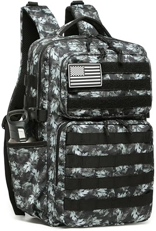Militärischer taktischer Rucksack für Herren, wasserdicht, Tagesrucksack, 3-Tage-Assault-Pack, Molle-Tasche mit Wasserflaschenhalter, graues Ahornblatt, 30 l