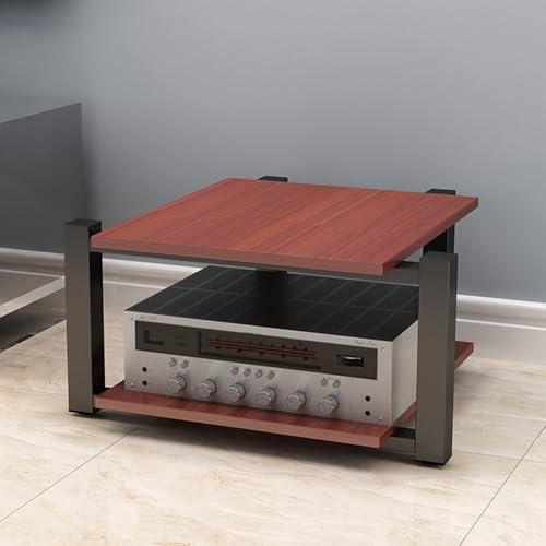 White Media Stand Turntable with Storage for CD & Record Player - AV Equipment Cabinet Display Stand Home Entertainment Device 40cm/15.7in Perfect for nizing Audio Gear.